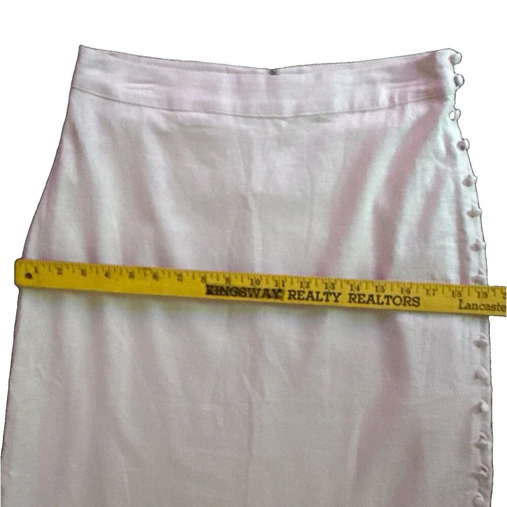 Madewell Linen Blend Side Button Midi Skirt Womens Sz 6 Cream Faux Wrap NEW